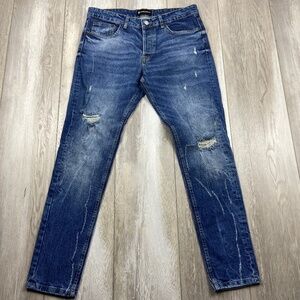 Samir‎ Bachkami Jeans Mens 34 Blue Distressed Slim Skinny Denim Men 34x30